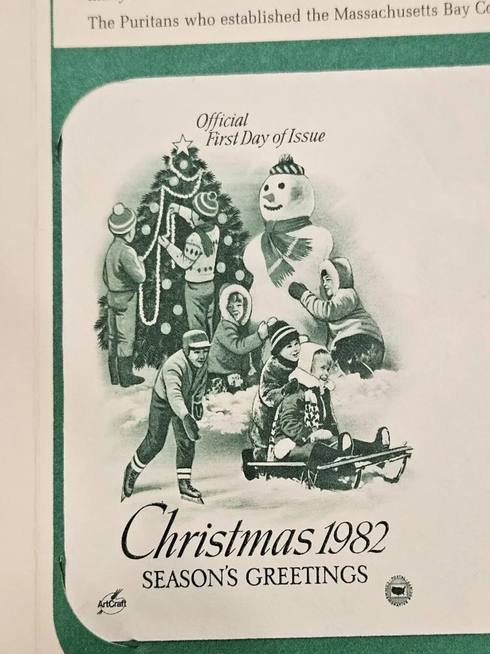 RARE COLLECTIBLE USPS 1ST DAY ISSUE COVER CHRISTMAS 1982 SEASONS GREETINGS STAMP